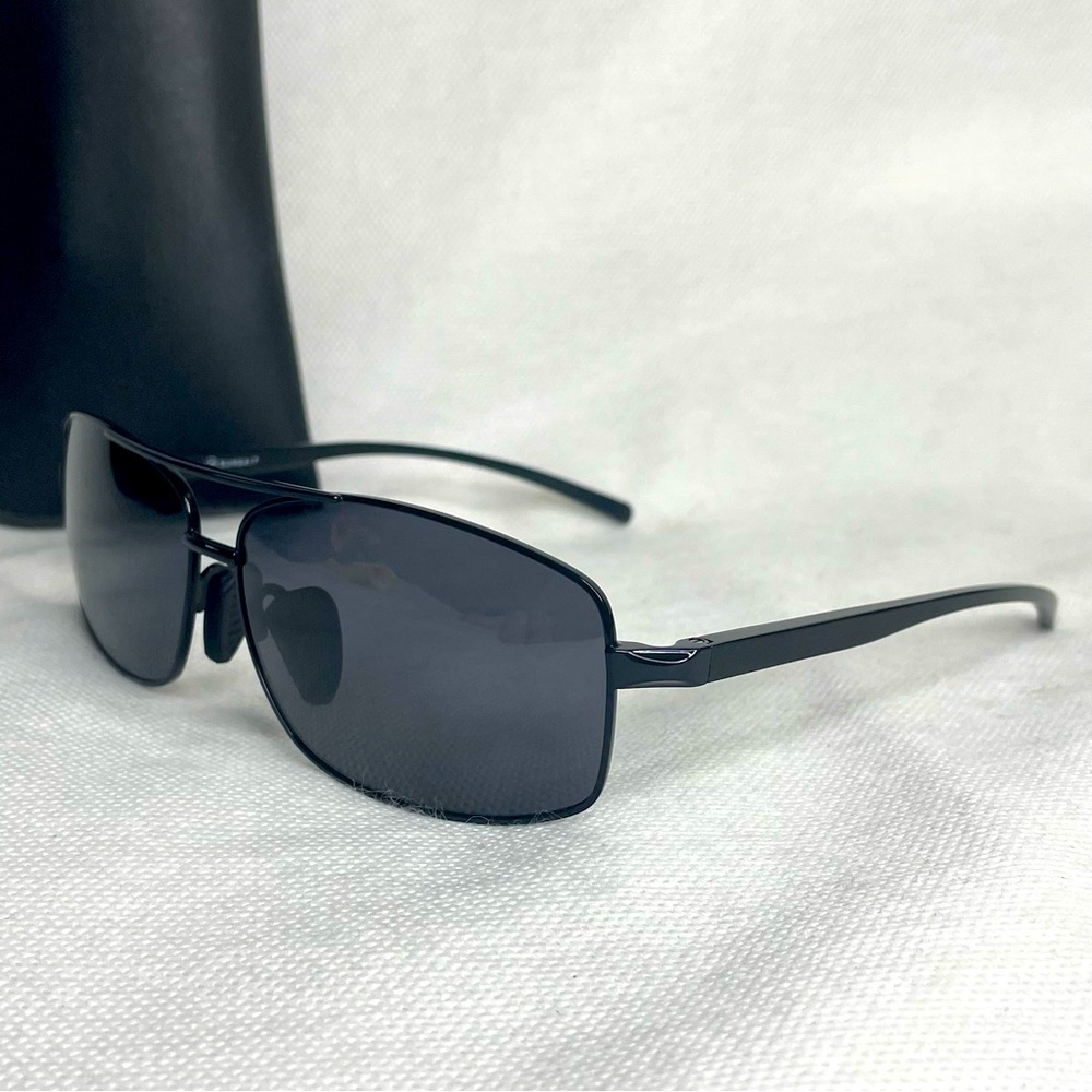 Sungait Pro Mod 2458 Sunglasses Full Black Polarized Aviator Wrap Around Shades